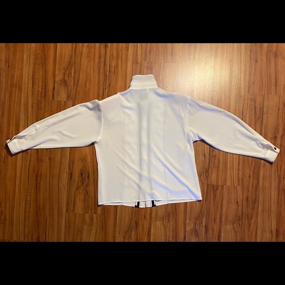 Tess Vintage Women’s White/Navy Button Blouse Size 10 - Picture 12 of 16